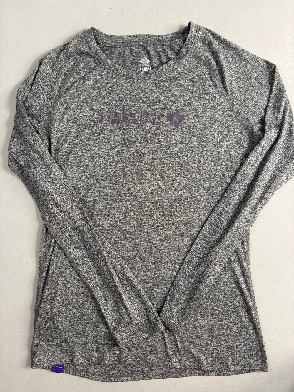 Rabbit Running Grey Long Sleeve Top Size Medium Athletic Performance
